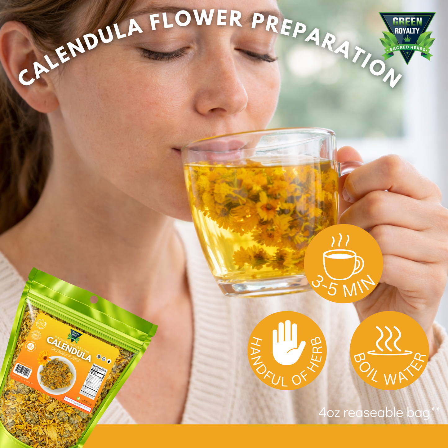 Green Royalty- Calendula(4oz)/Calendula Flowers