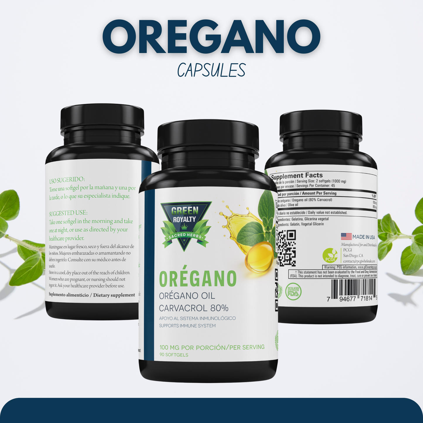 Green Royalty- Oregano Oil (90 softgels)100 mg Per Serving