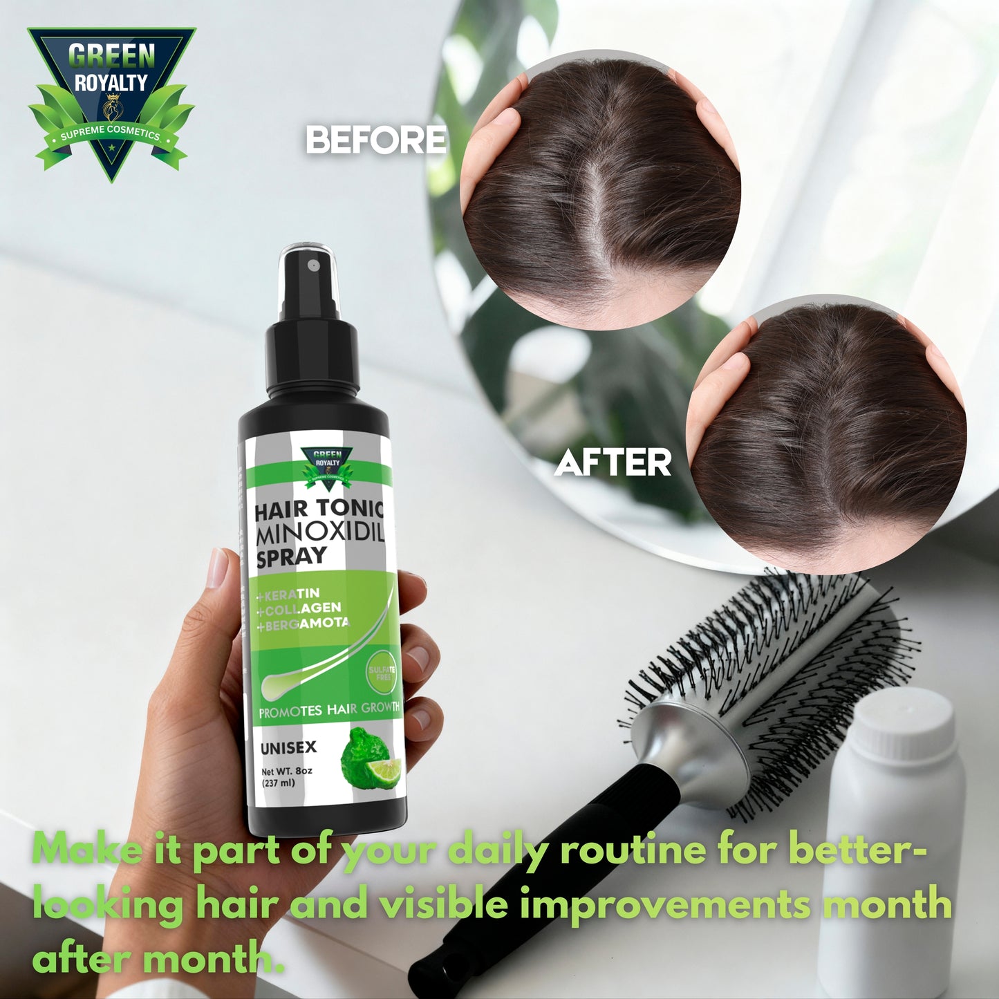 Green Royalty Bergamot Minoxidil Tonic Spray(8oz)