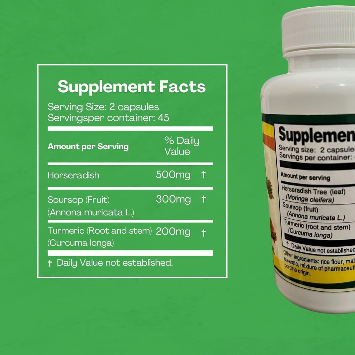 Plantimex- Moringa,Guanabana y Curcuma (3in1) 90ct Capsules