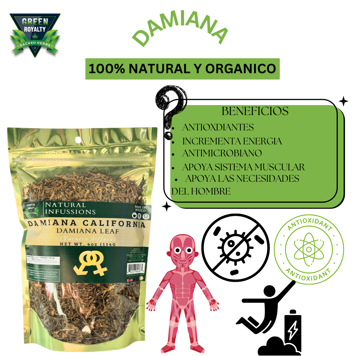 Green Royalty- Damiana Herb 4oz