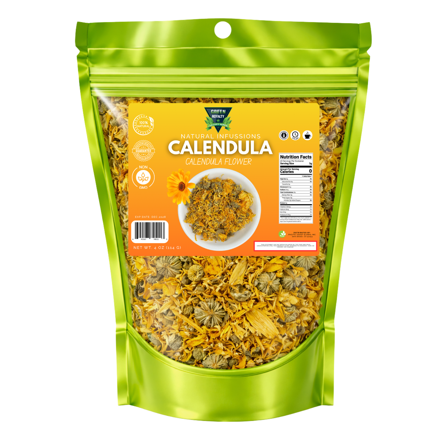 Green Royalty- Calendula(4oz)/Calendula Flowers