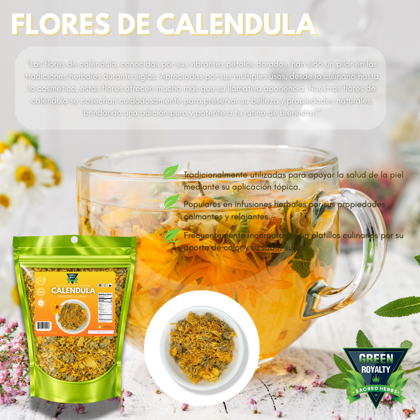 Green Royalty- Calendula(4oz)/Calendula Flowers