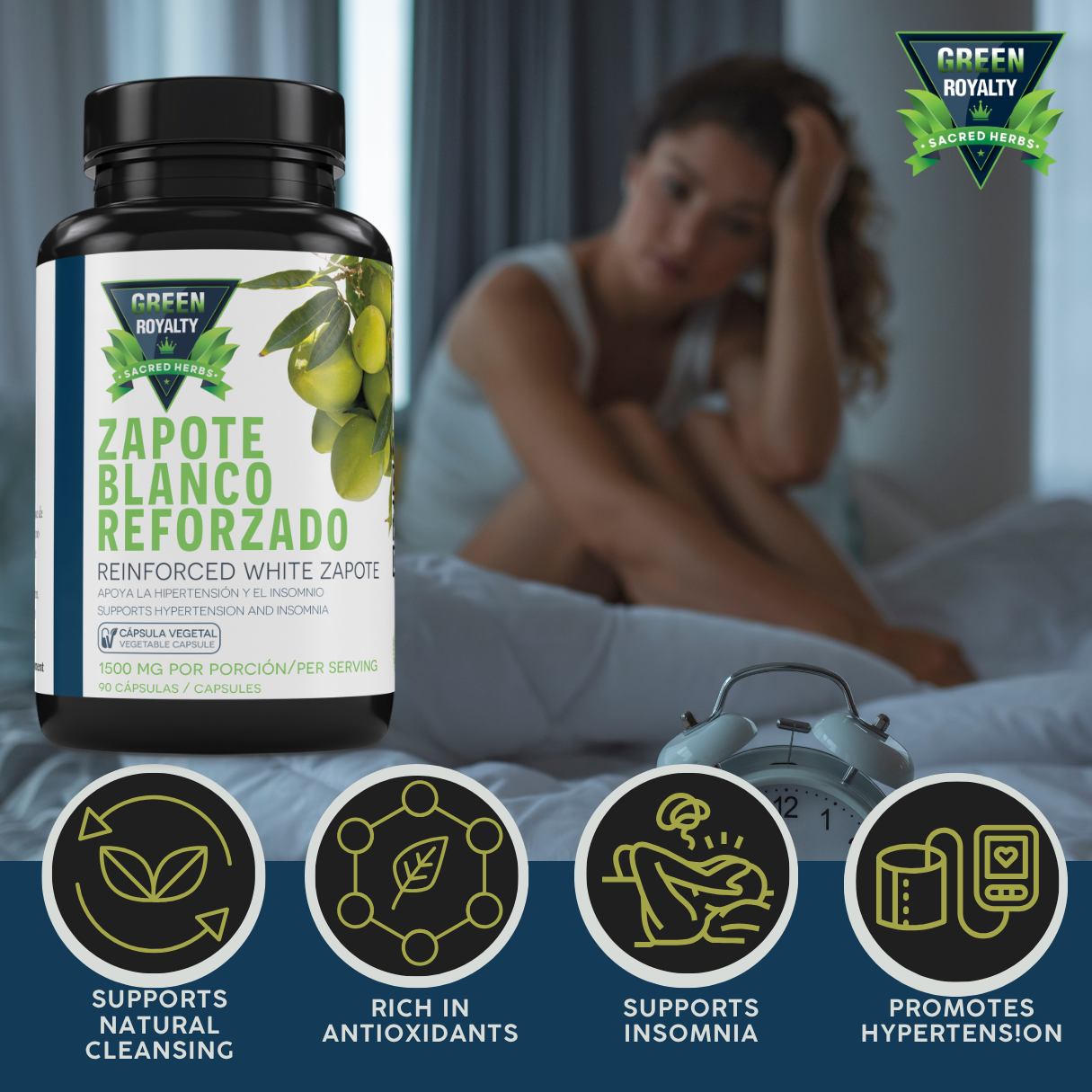 Green Royalty- Zapote Blanco Reforzado 90ct Capsules