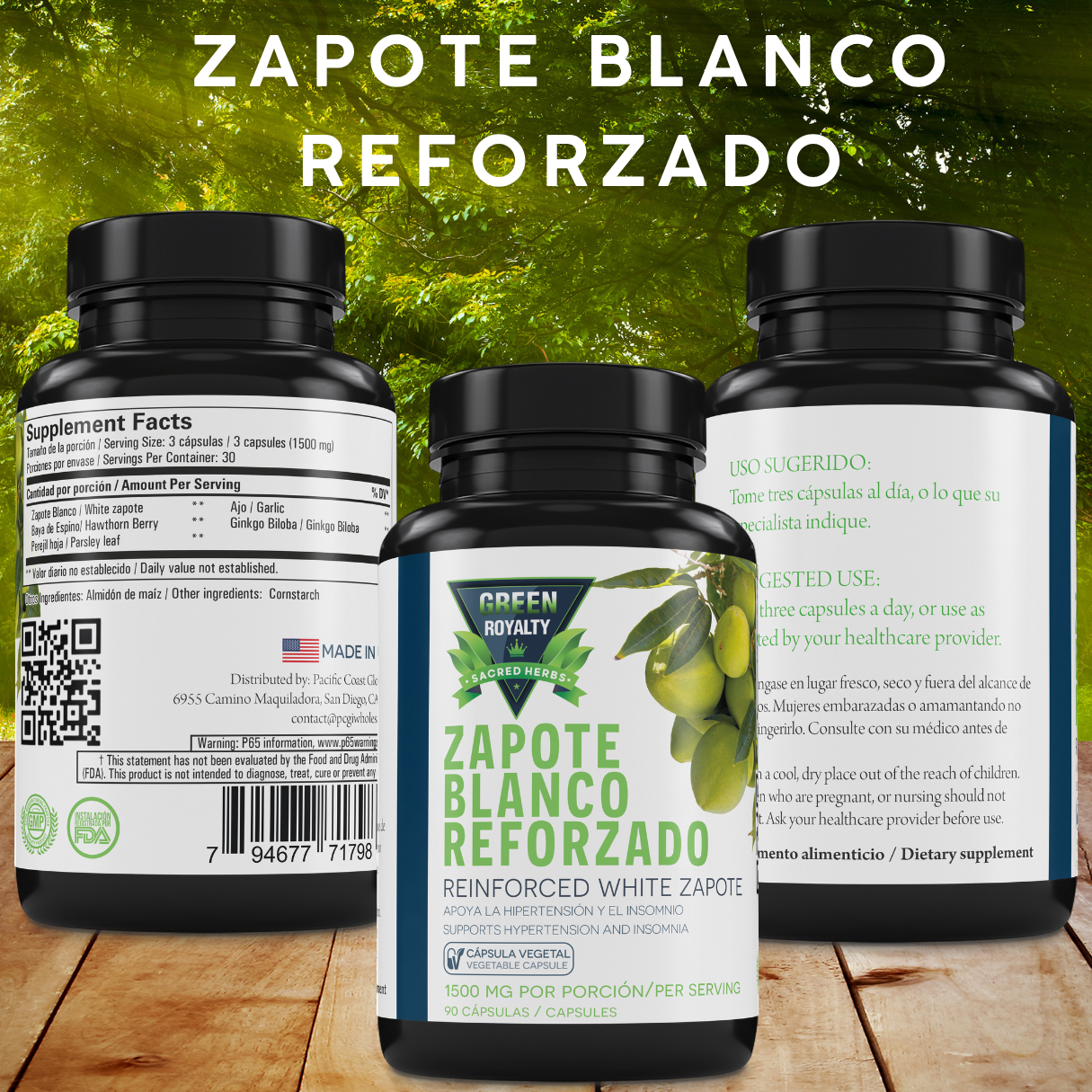 Green Royalty- Zapote Blanco Reforzado 90ct Capsules