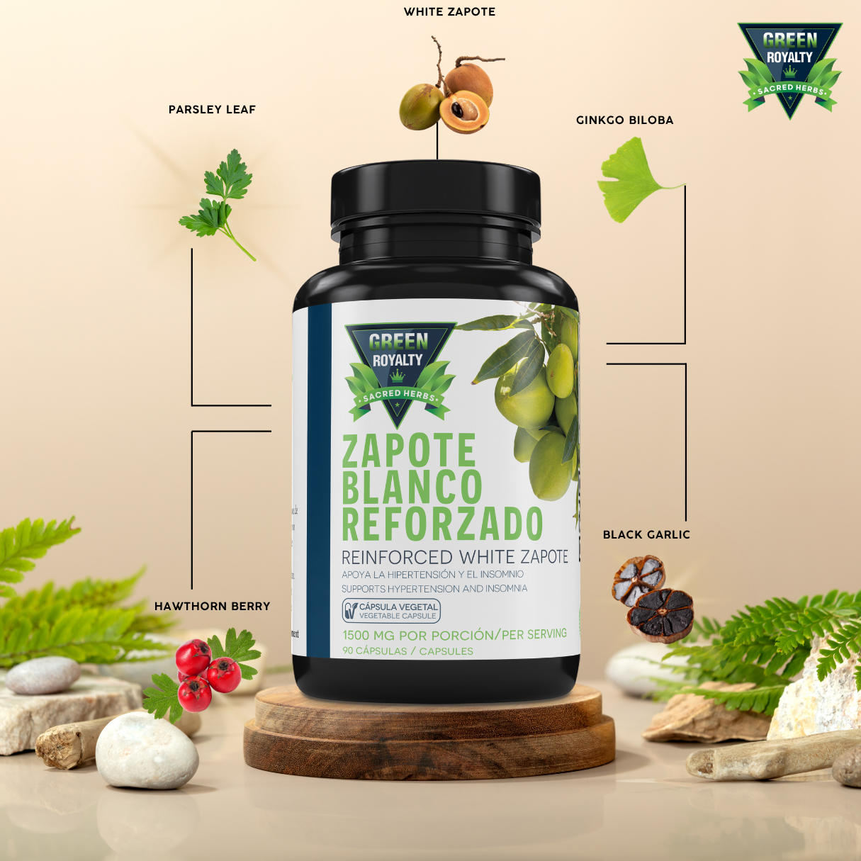 Green Royalty- Zapote Blanco Reforzado 90ct Capsules