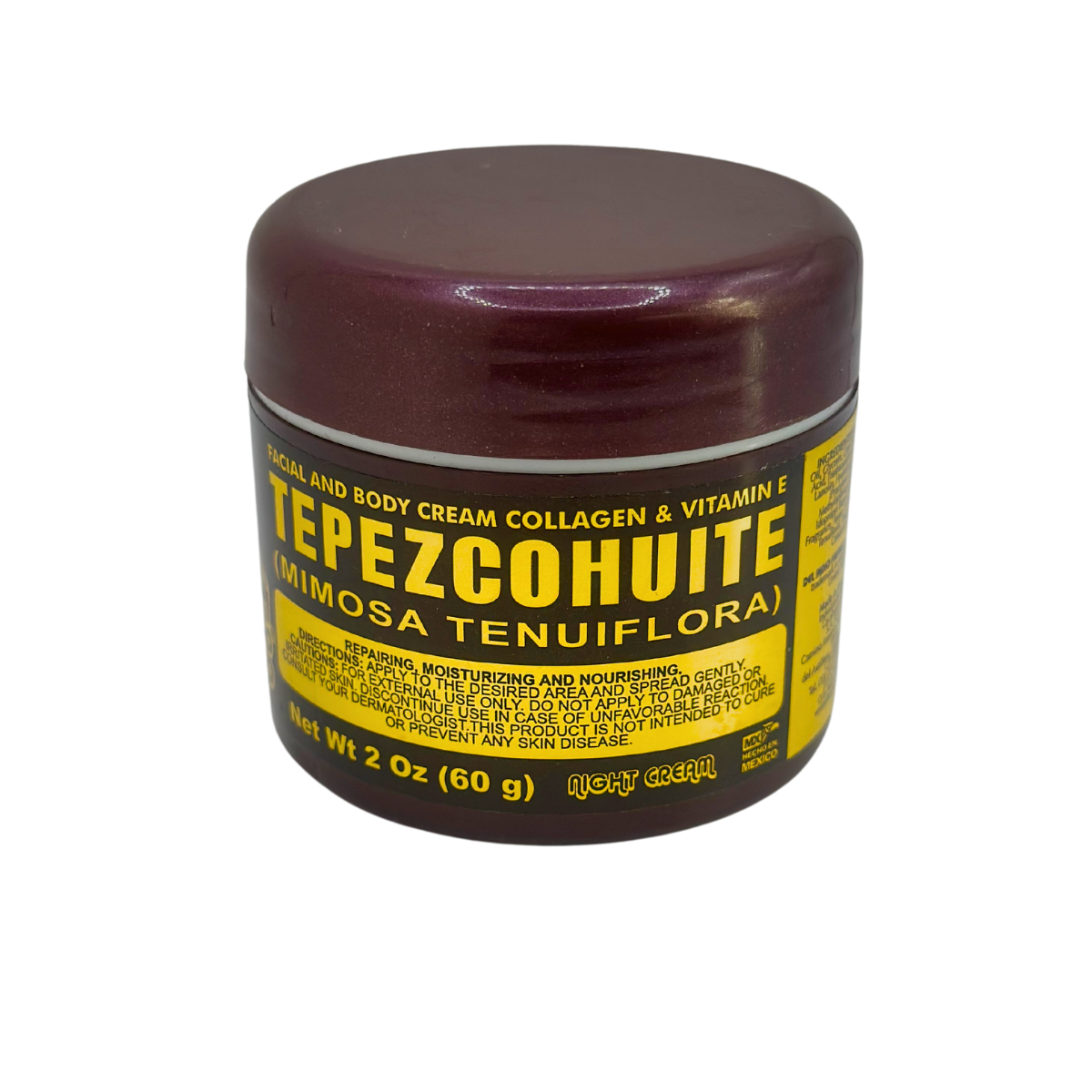 Del Indio Papago Tepezcohuite Night Cream 60gr/ 2.02Fl Oz - Reduce Expression Lines - Clarifies Skin Imperfections