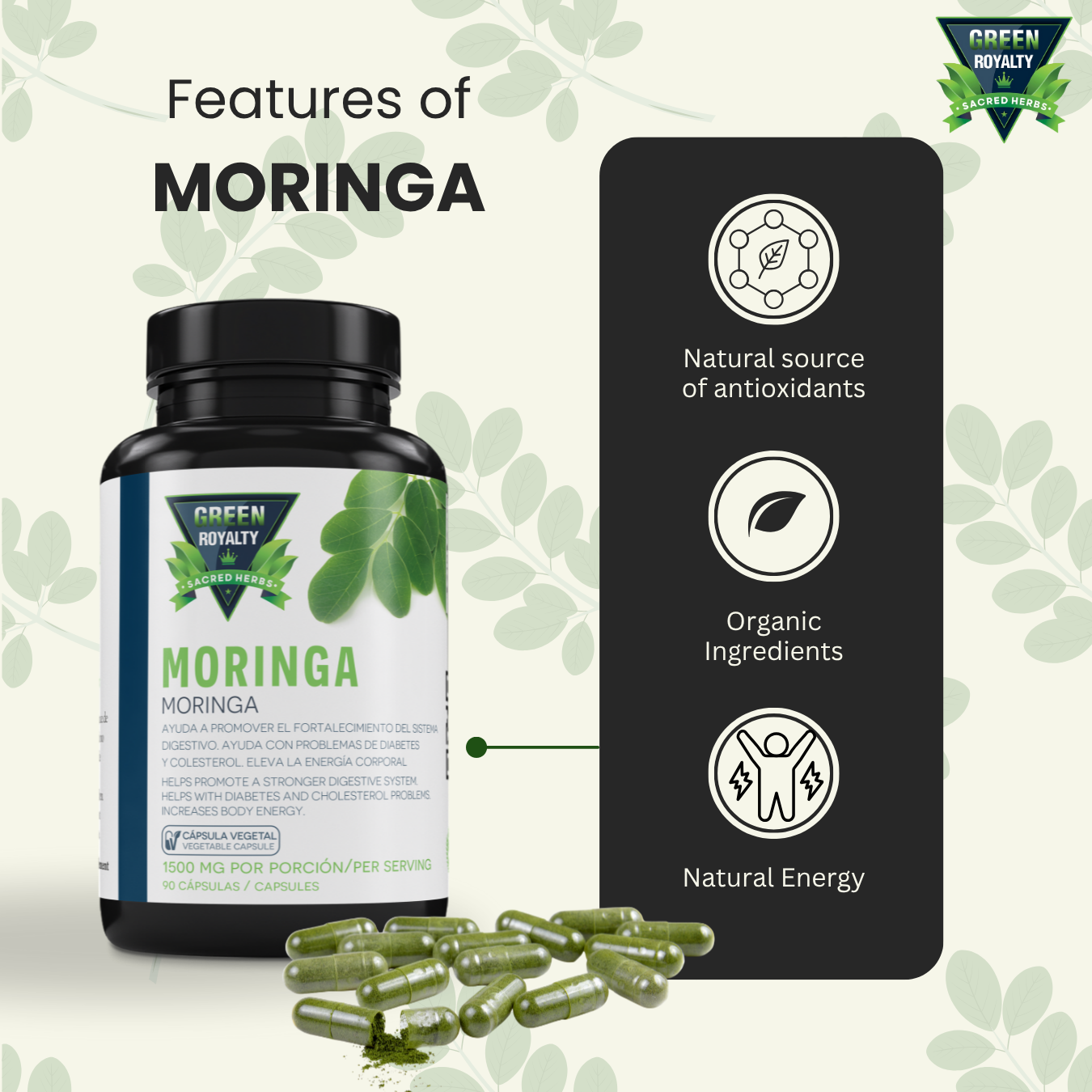 Green Royalty – Moringa Capsules 1500mg(90 CT)