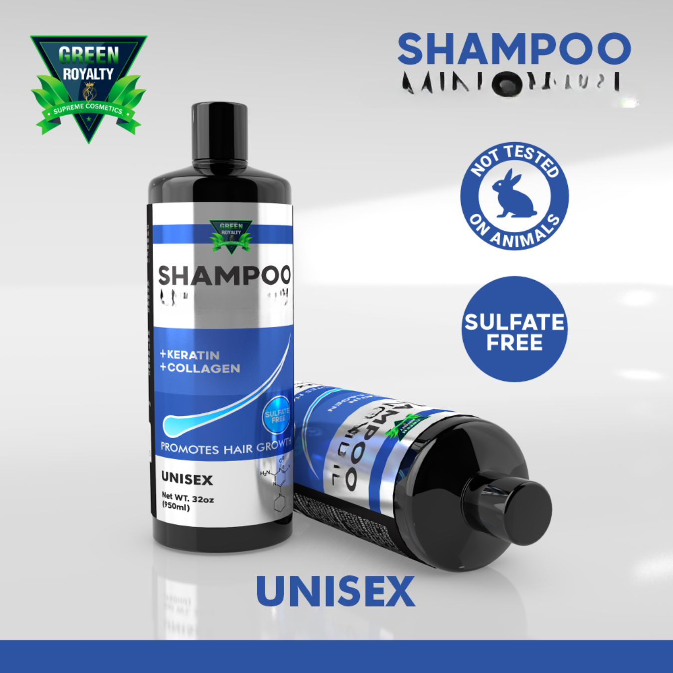 Green Royalty Minoxidil Shampoo Set – Bergamot Minoxidil & Keratin Collagen Shampoo, Unisex Hair Care, 2 Pack (32–33.8 fl oz Each)