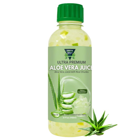 Green Royalty-Aloe Vera Juice w/ chunks 32oz(Jugo de Aloe Vera con trozos)