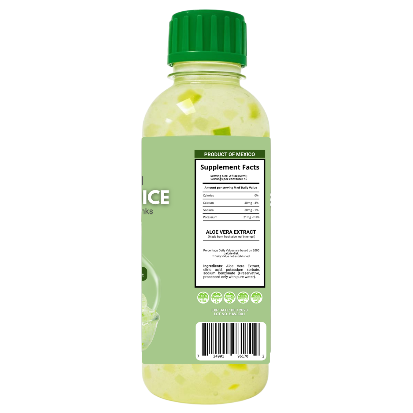 Green Royalty-Aloe Vera Juice w/ chunks 32oz(Jugo de Aloe Vera con trozos)