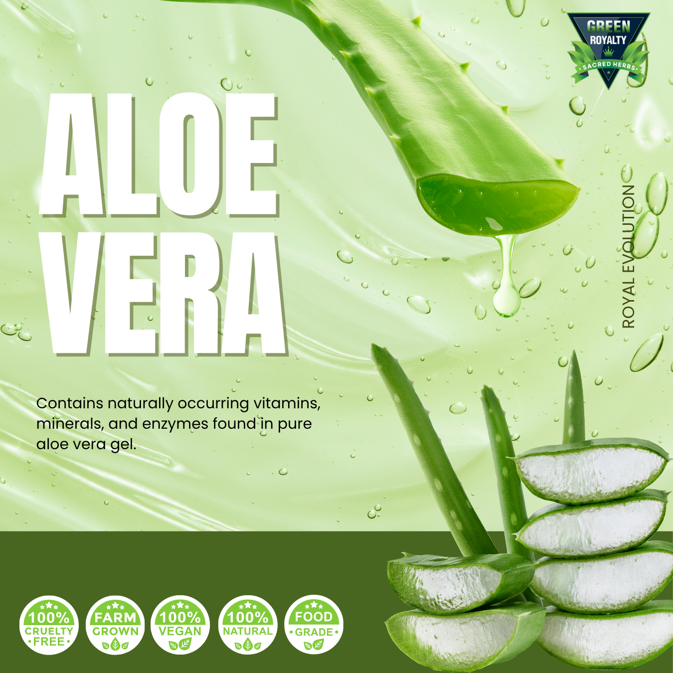 Green Royalty-Aloe Vera Juice w/ chunks 32oz(Jugo de Aloe Vera con trozos)
