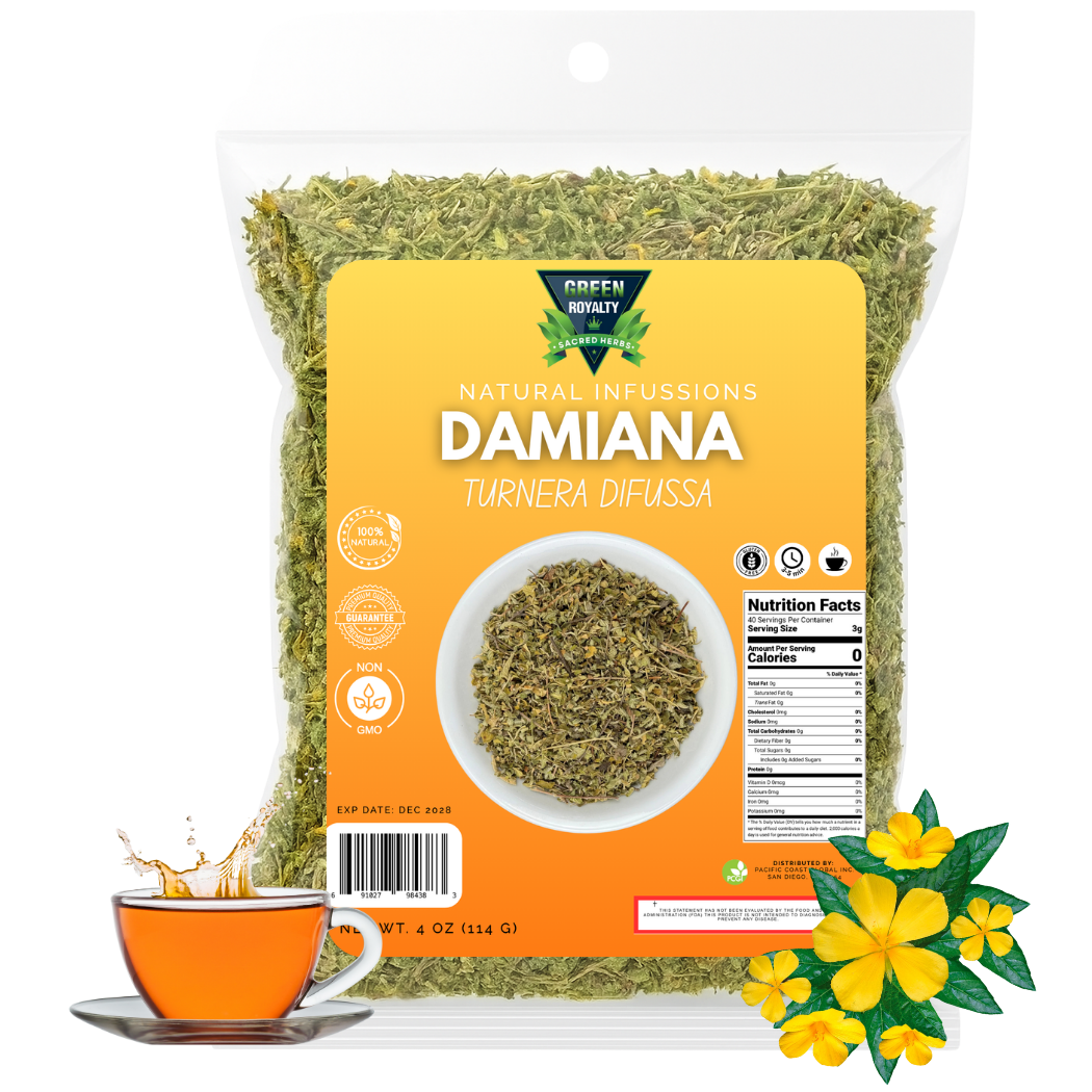 Green Royalty- Damiana Plastic Bag 4oz-Natural Infusions- Loose Herbal Tea