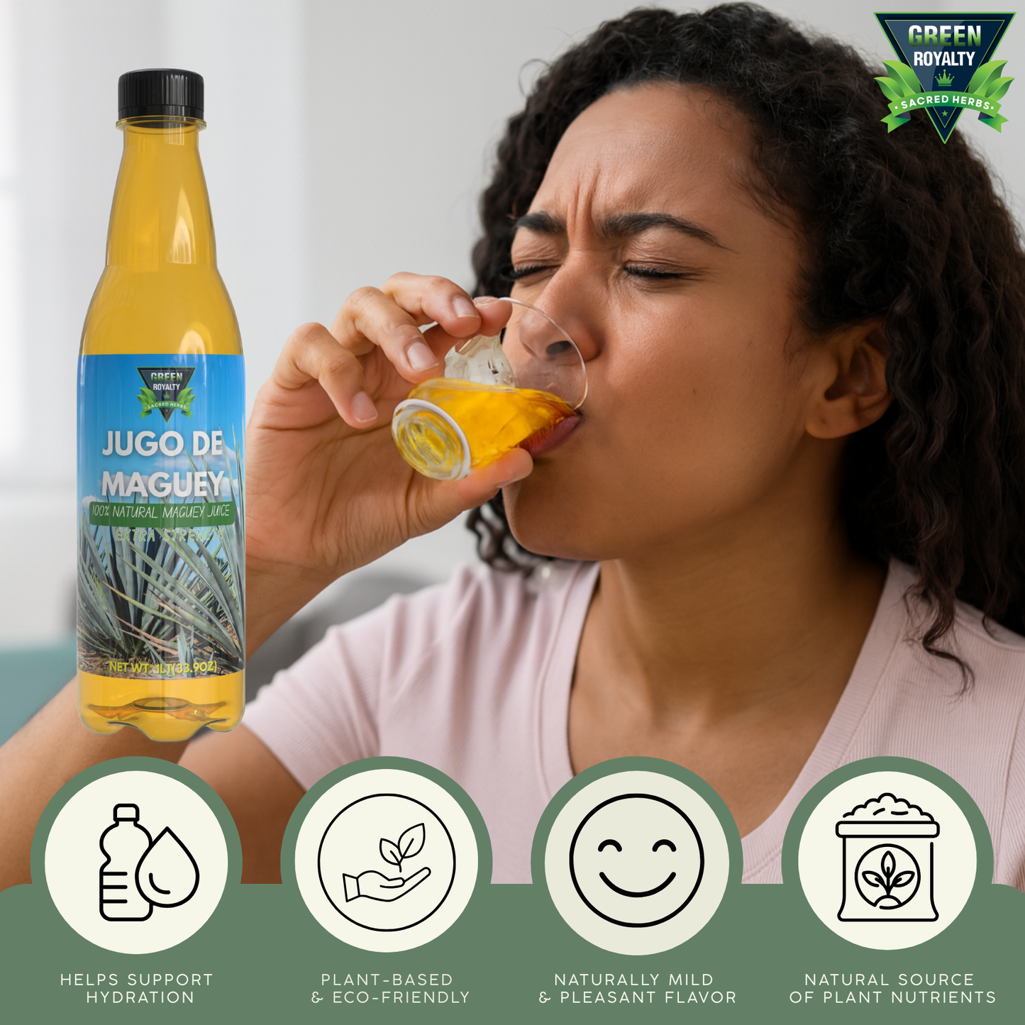 Green Royalty Jugo de Maguey – 100% Natural Maguey Juice, 33.9 fl oz Bottle