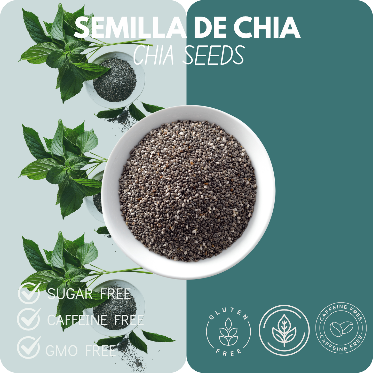 Green Royalty Chia Seeds 1 lb (454g), Raw Chia Seeds, Non-GMO, Gluten Free, High Fiber, Plant-Based Protein, Omega-3 Source, Resealable Bag