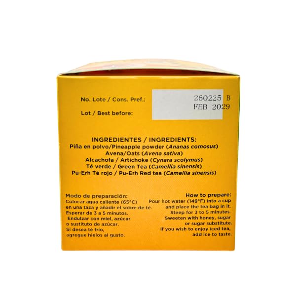 Green Royalty – Piña Max! Pineapple Herbal Tea Blend | 30 Tea Bags | With Pineapple, Oats, Artichoke, Green Tea & Pu-Erh Red Tea | Naturally Caffeine-Containing Herbal Infusion