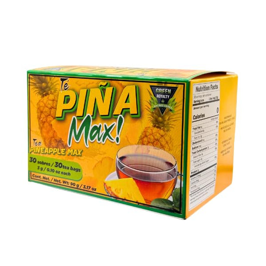 Green Royalty – Piña Max! Pineapple Herbal Tea Blend | 30 Tea Bags | With Pineapple, Oats, Artichoke, Green Tea & Pu-Erh Red Tea | Naturally Caffeine-Containing Herbal Infusion