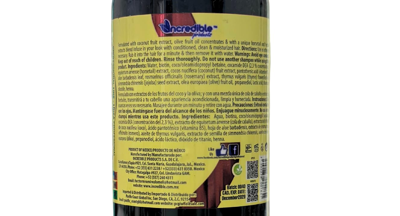 Shampoo Caballada sin sal (950ml) Acelera el crecimiento de tu cabello!