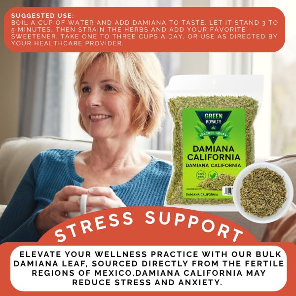 Green Royalty- Damiana Plastic Bag 4oz-Natural Infusions- Loose Herbal Tea