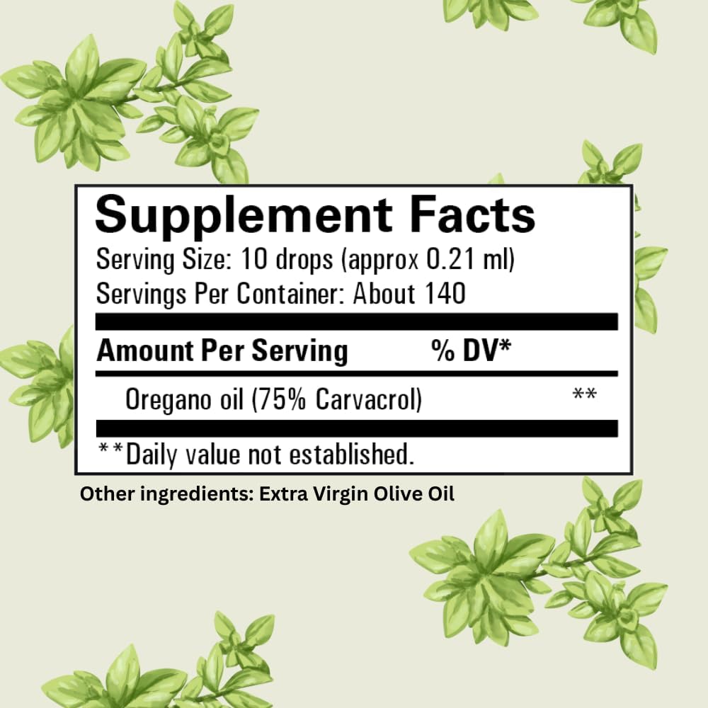 Green Royalty- Oregano Oil 1oz (Aceite Oregano) – 75% Carvacrol – Liquid Herbal Supplement – with Extra Virgin Olive Oil