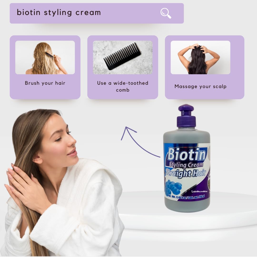 Labs Incredible Biotin Styling Cream for Straight Hair – With Biotin & Essential Nutrients – Nutrition & Shine – 250ml (8.45 fl oz)