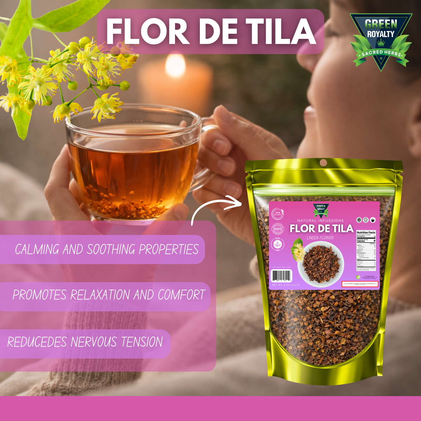 Green Royalty- Linden Flower Herbs (4oz) / Flor de Tila