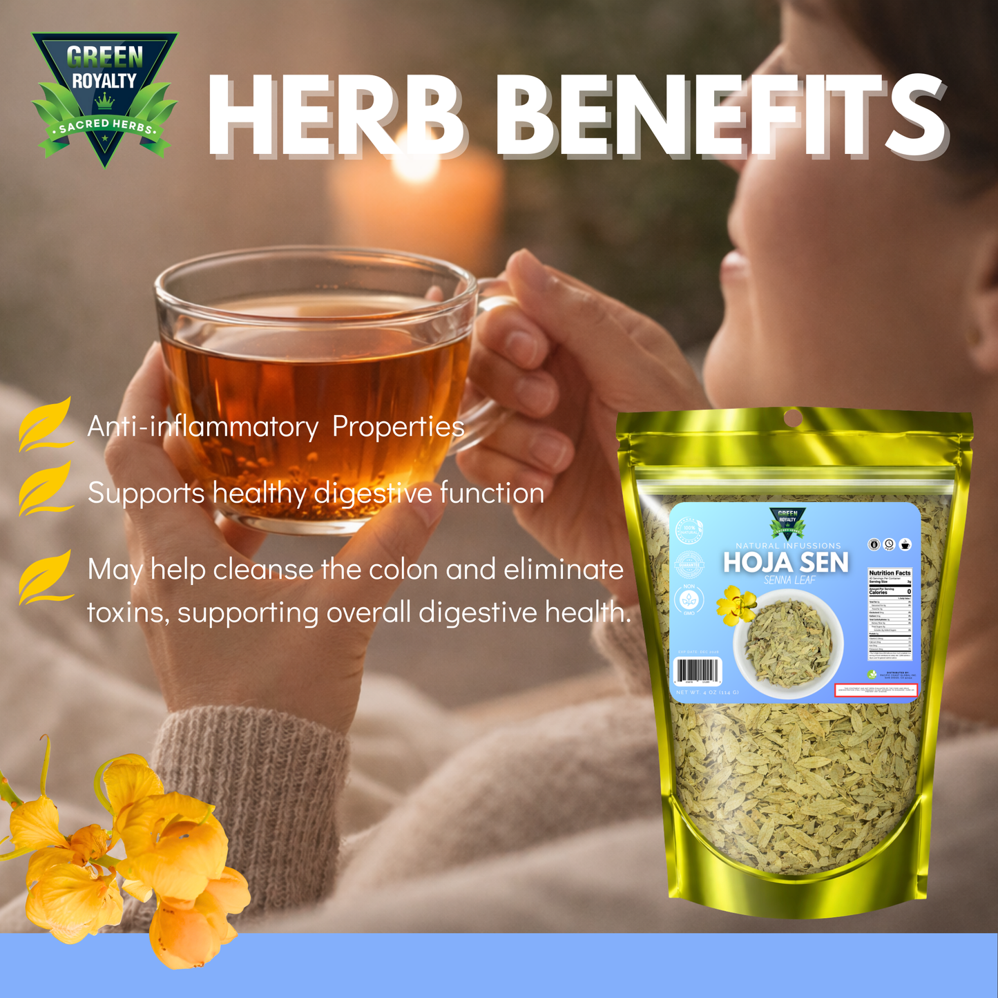 Green Royalty- Hoja Sen(4oz)/Senna Leaf