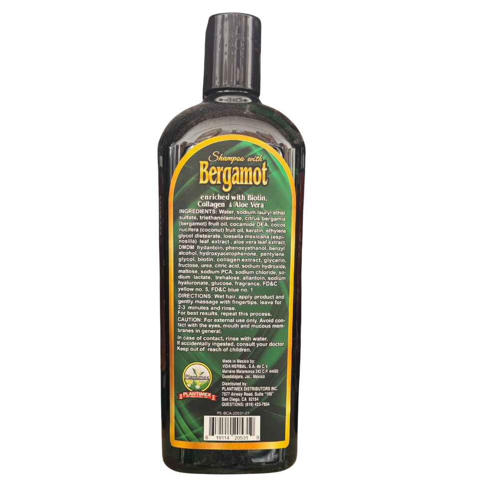 Alma Belleza Bergamot Shampoo with Biotin, Collagen & Aloe Vera – 16.9 fl oz (500 ml)