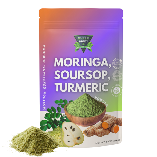 Green Royalty- 3in1 powder Moringa,Soursop & Turmeric (8oz)- Natural Powder