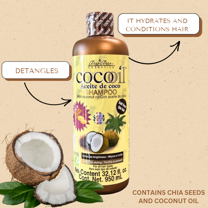 LABS Incredible Coconut Oil Combo Shampoo + Hair Oil 32oz(950ml) and 2oz Oil for All Hair Types