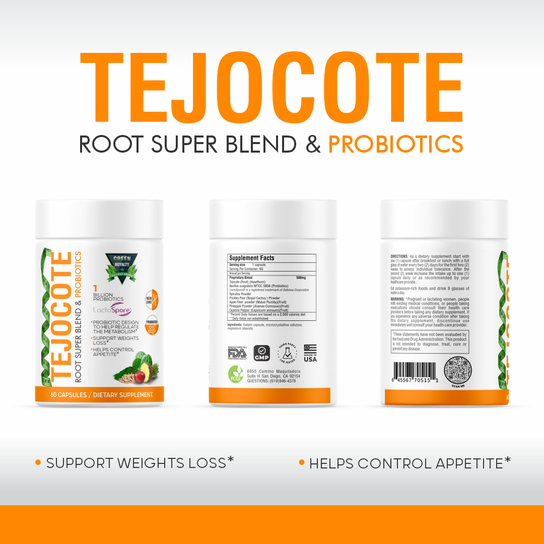 TEJOCOTE Root Super Blend & PROBIOTICS (60Cap) Weight Loss Premium Dietary Supplement | 1 Billion PROBIOTICS | Support Weight Loss |Helps Control Appetite - 2 Month Supply