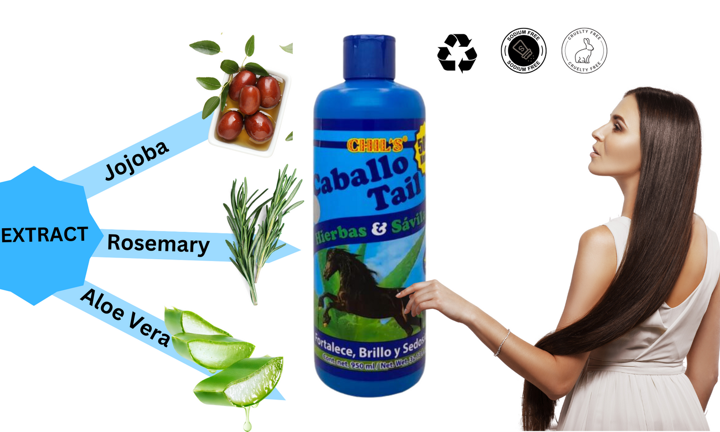 Labs Incredible SHampoo Cola de Caballo y Sabila (950ml) - LIBRE DE SAL