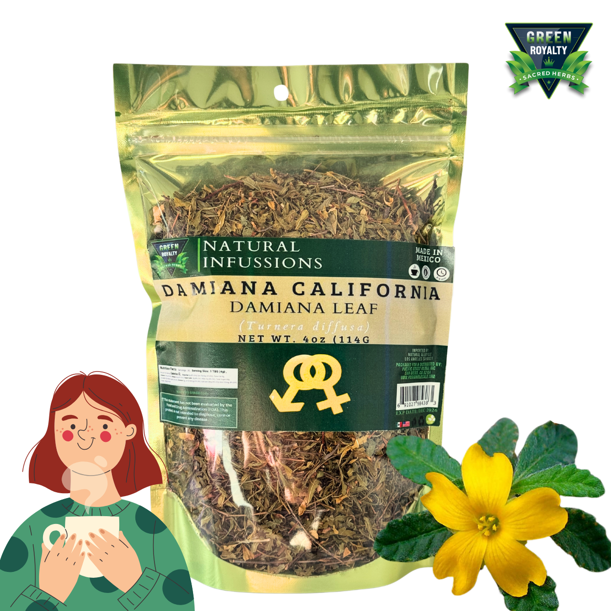 Green Royalty- Damiana Herb 4oz